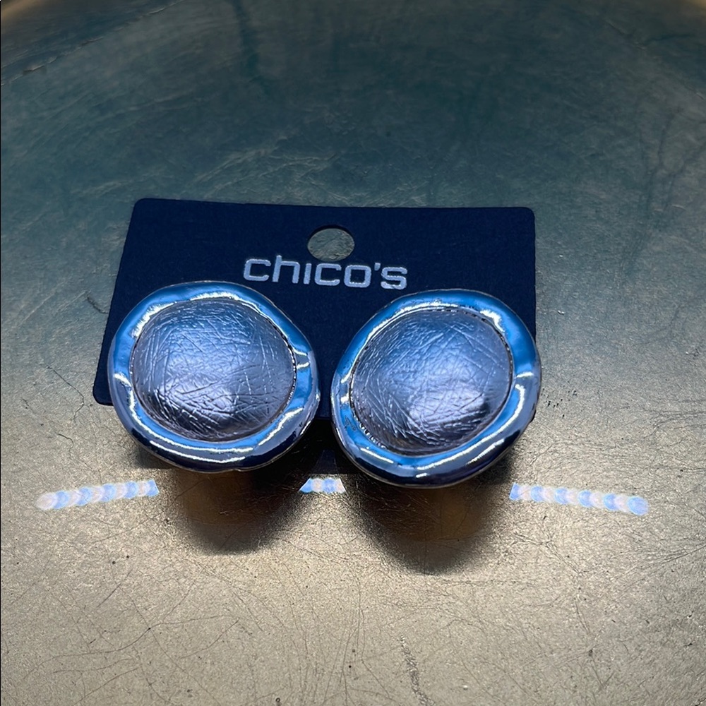R74 Chico's Metallic Silver Stud Earrings